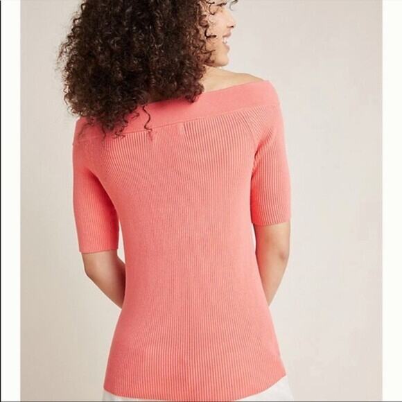 NEW Anthropologie Coral Ribbed Off-The-Shoulder Top Size 1X - Picture 3 of 4